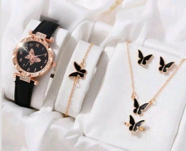 6pcs Chain and butterfly watch set