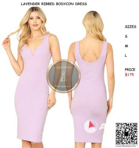 Lavender Ribbed Bodycon Dress