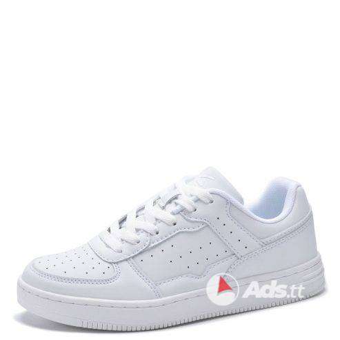 All white lace up sneakers – stitched, durable, stylish