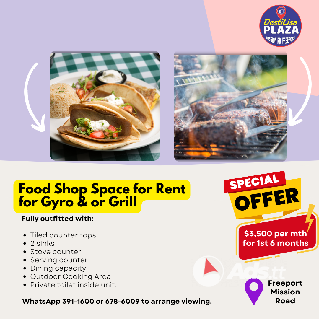 Food Shop Space for Rent, Freeport. WhatsApp 678-6009