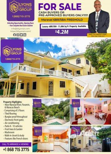 Maraval 11,089 Sq Ft FREEHOLD Luxury 6BR/5BA $4.2M