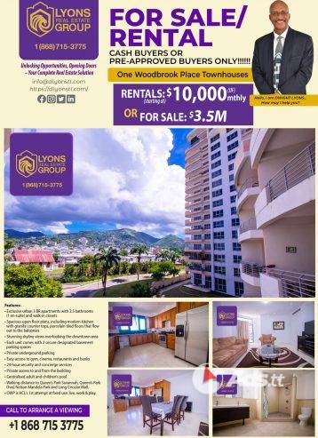 Carnival Or Regular Rentals One Woodbrook Place Townhouses Starting At $10,000 (UF Rental) Or $3.5M (Sale)