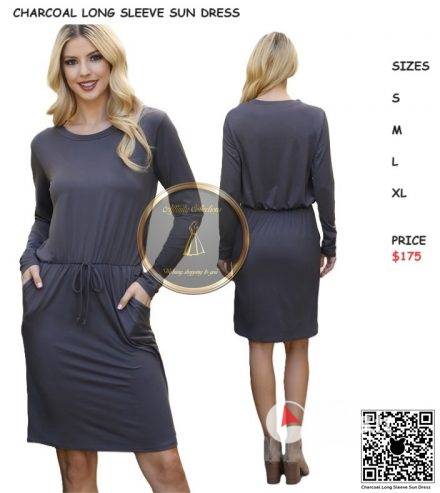 Charcoal Long Sleeve Sun Dress