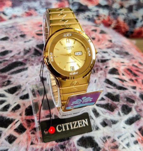 Authentic Male & Female Citizen Diamond Electroplated Gold Watches