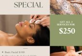 Facial, Chocolate Scrub, Massage, Hair Treatment