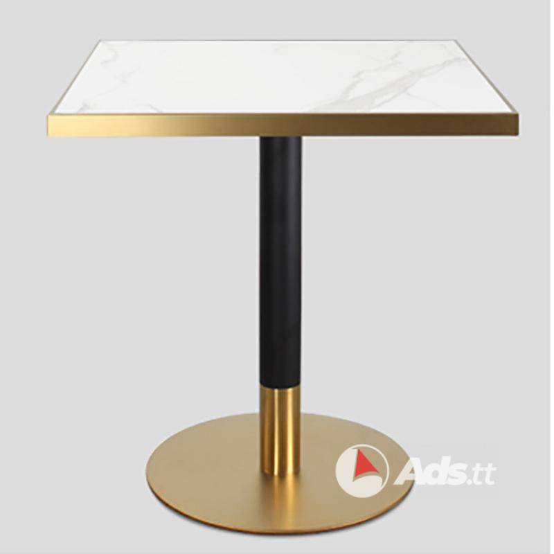 Gold Chrome Faux Marble Top Table