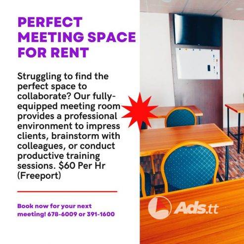 Meeting Room for Rent Per Hour at DestiLisa Plaza Freeport. $60 Per Hour ( Minimum 4 Hours )