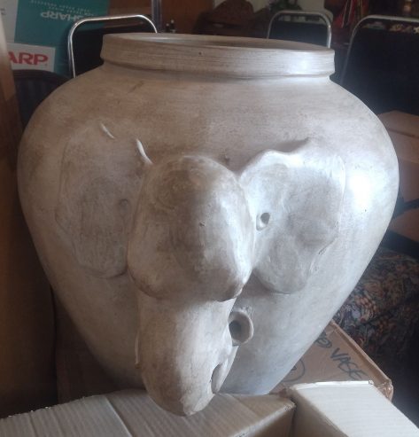 Large Antique Vintage grey Stone planters Pottery with Elephant head handles