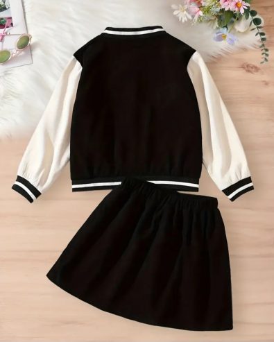 Two piece Preppy-style Varsity jacket and skirt (Polyester)