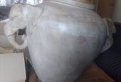 Large Antique Vintage grey Stone planters Pottery with Elephant head handles