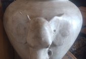 Large Antique Vintage grey Stone planters Pottery with Elephant head handles