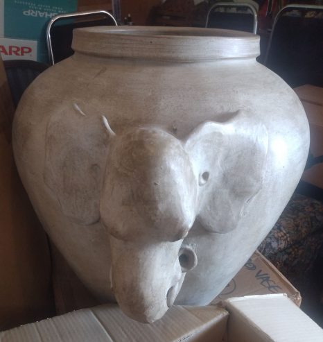 Large Antique Vintage grey Stone planters Pottery with Elephant head handles