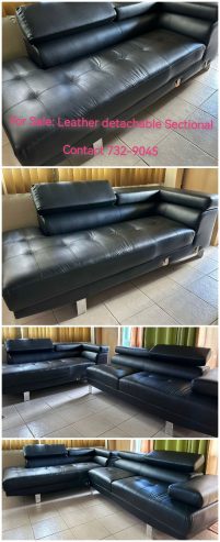 Black leather sectional (detachable)