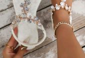 White Rhinestone Sandals