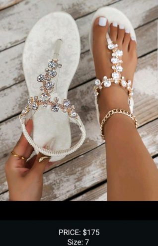 White Rhinestone Sandals