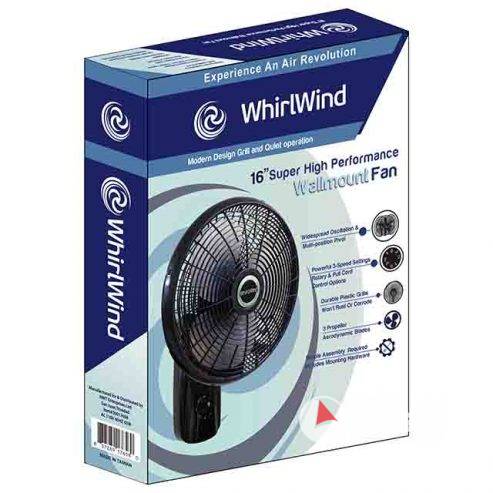 WHIRLWIND 16″ HIGH PERFORMANCE WALL FAN W/CORD 3 FIN