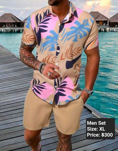 Men Floral Two-piece set