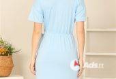 Blue Knee-Length Work Dress