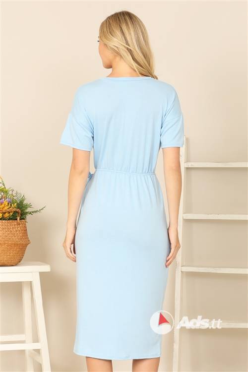 Blue Knee-Length Work Dress