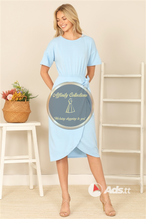 Blue Knee-Length Work Dress