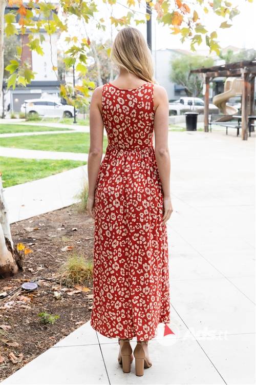 Rust Animal Print Maxi Dress