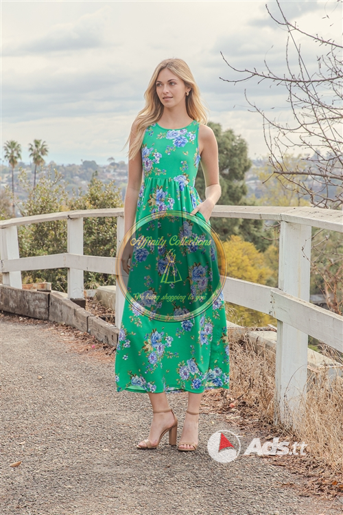 Green Floral Maxi Dress