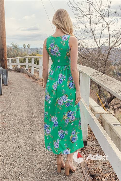 Green Floral Maxi Dress