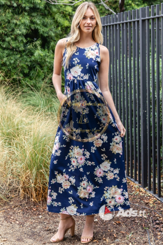 Navy Floral Maxi Dress