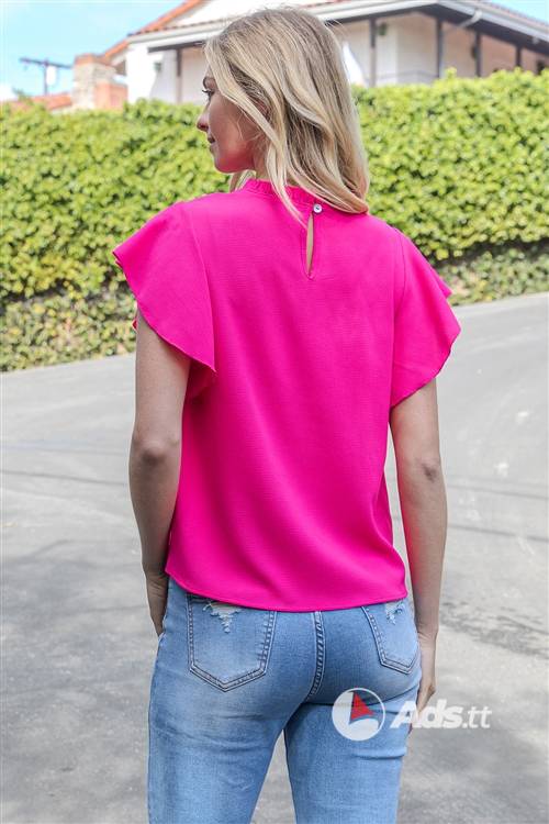 Pink Ruffle Sleeve Top