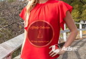 Red Ruffle Sleeve Top