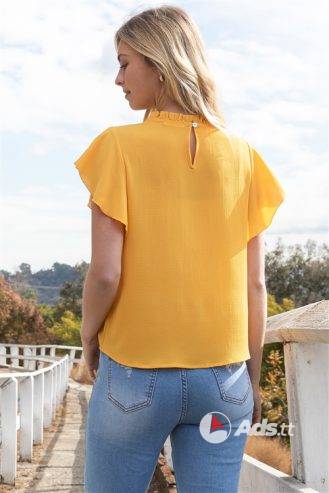 Yellow Ruffle Sleeve Blouse