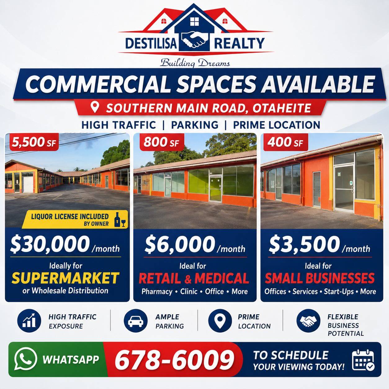 Commercial Spaces for Rent in Otaheite See Description for Details