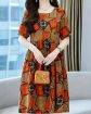 Allover Print Crew Neck Dress