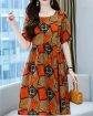 Allover Print Crew Neck Dress