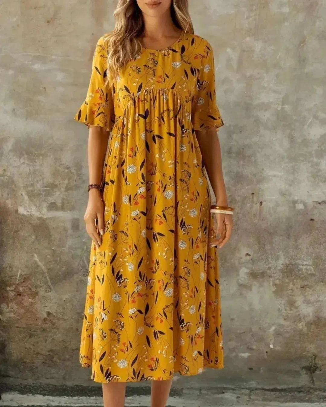 Floral Print Flare Sleeve Dress