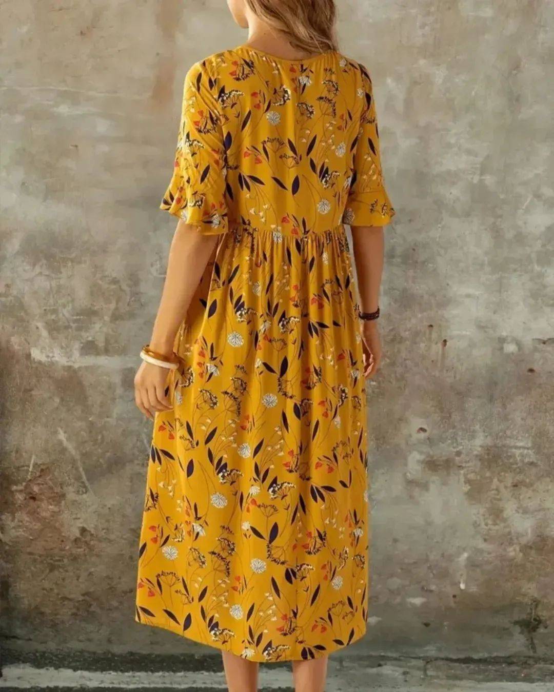 Floral Print Flare Sleeve Dress