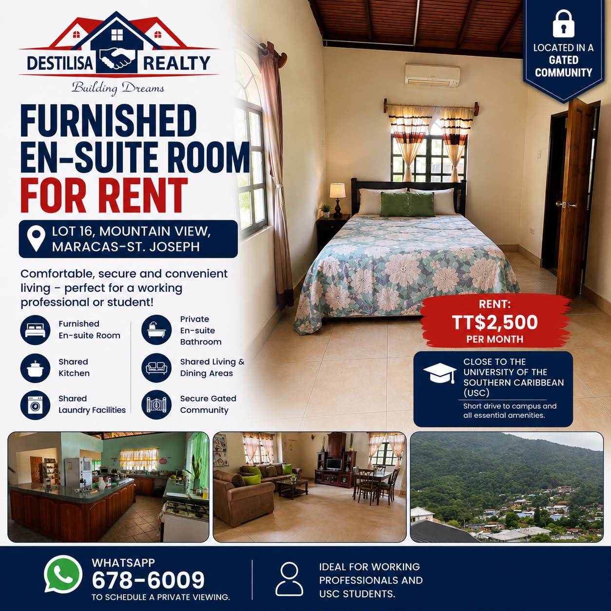 Furnished En-Suite Room for Rent in Maracas St Joseph