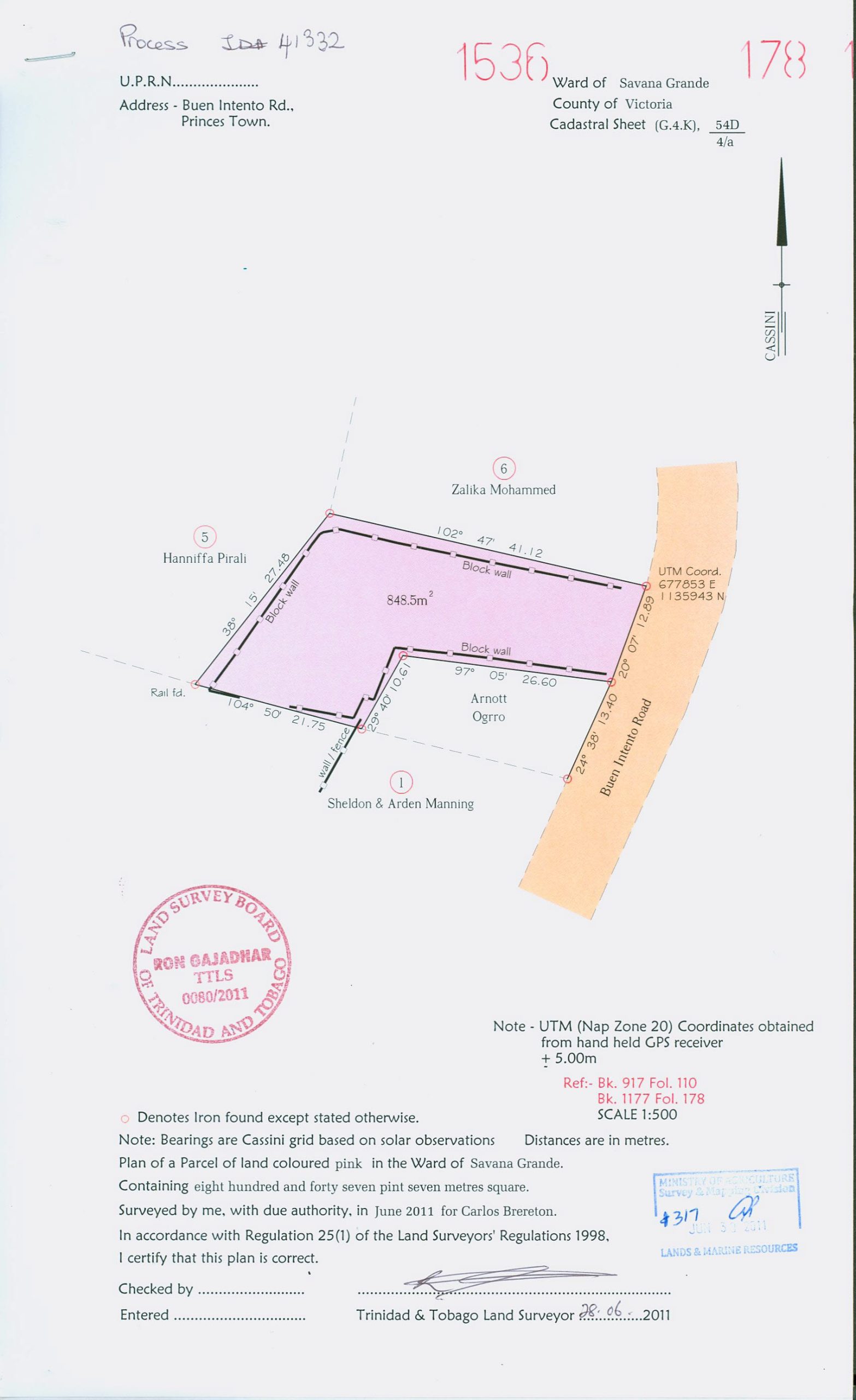Plot for sale at Princes Town, Trinidad